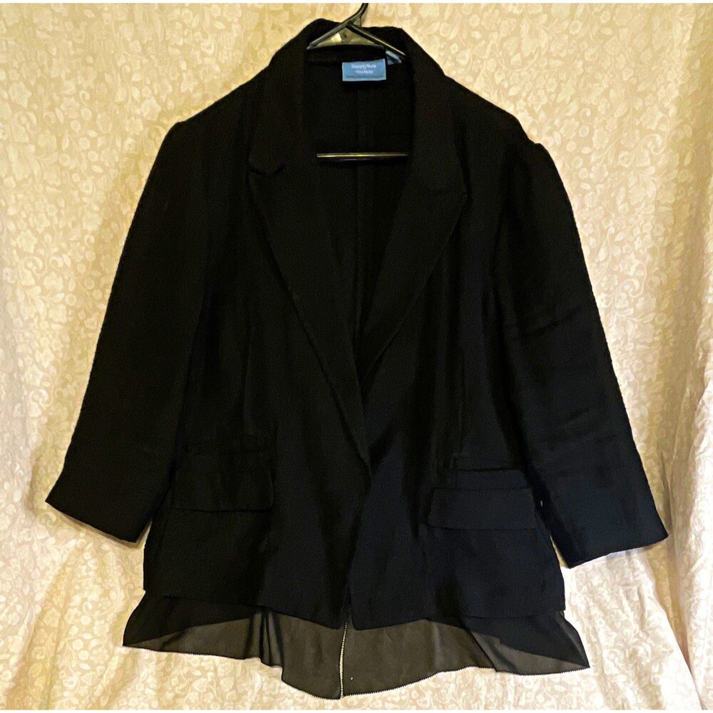Simply Vera Vera Wang Women's Black Jacket XL Lightweight Button Blazer Sheer